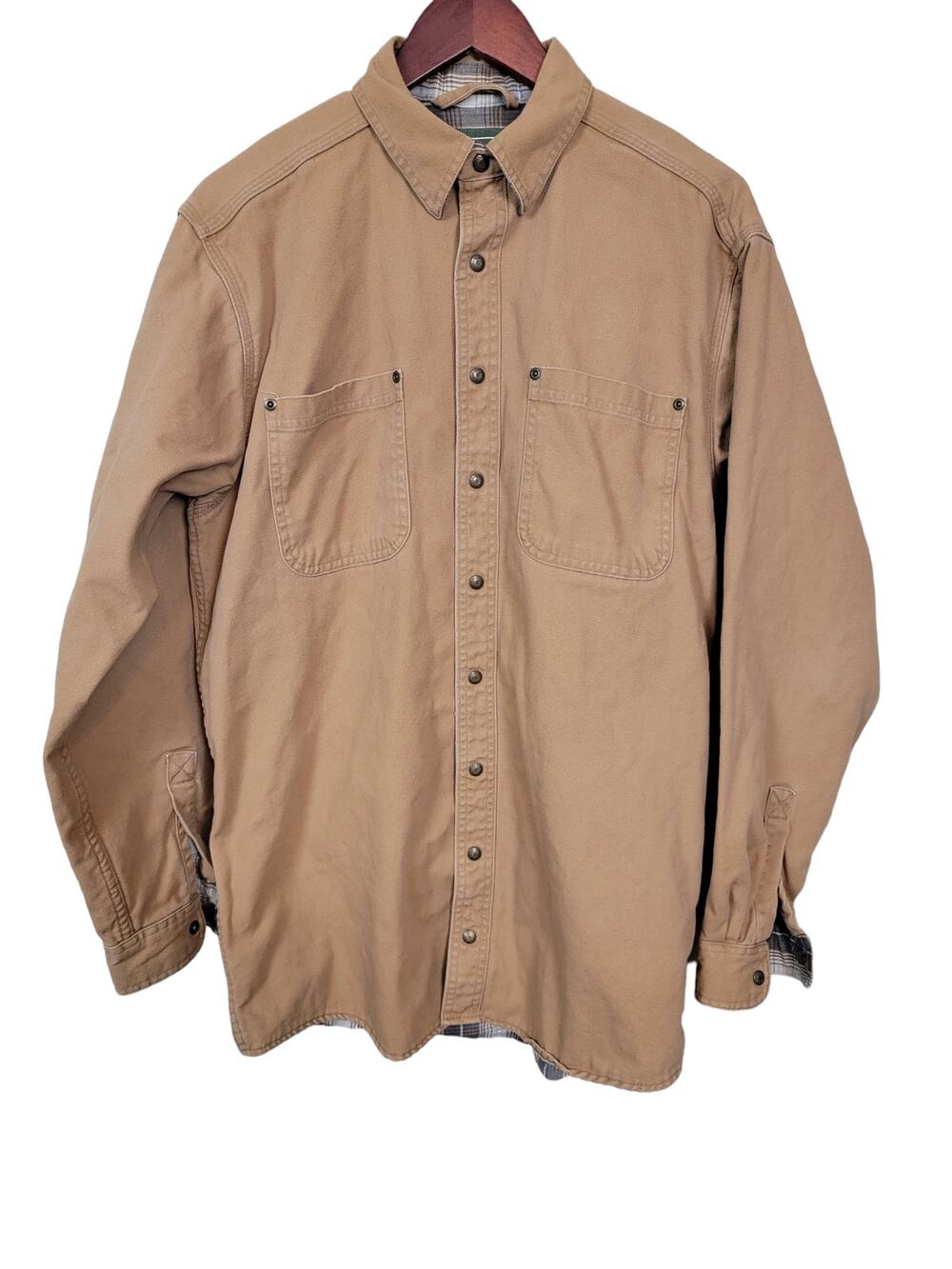 L.L. Bean Snap Up Shirt Shacket Men's Medium Tall Flannel Lined Duck Material